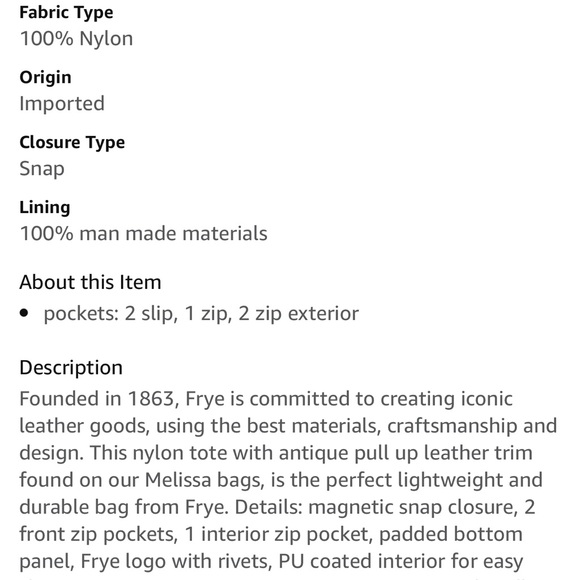 Beautiful Frye Nylon Tote Bag - Picture 11 of 12